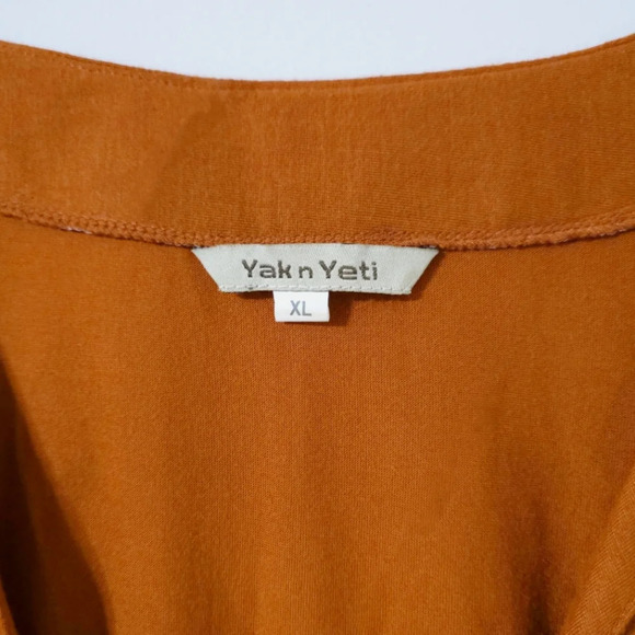 YAK & YETI Long Bell Sleeve Tunic Blouse, Deep V-Neck, Yoga, Boho Chic, Rust XL - Picture 4 of 12